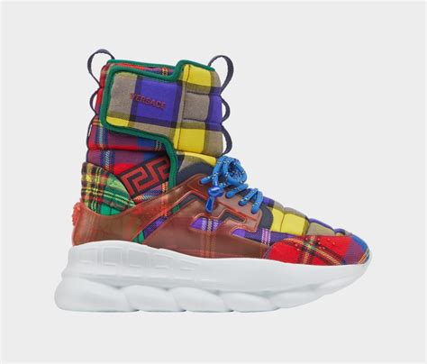 versace chain reaction tartan|Pop Out With Versace's Tartan Plaid Chain Reaction Sneaker Boot.